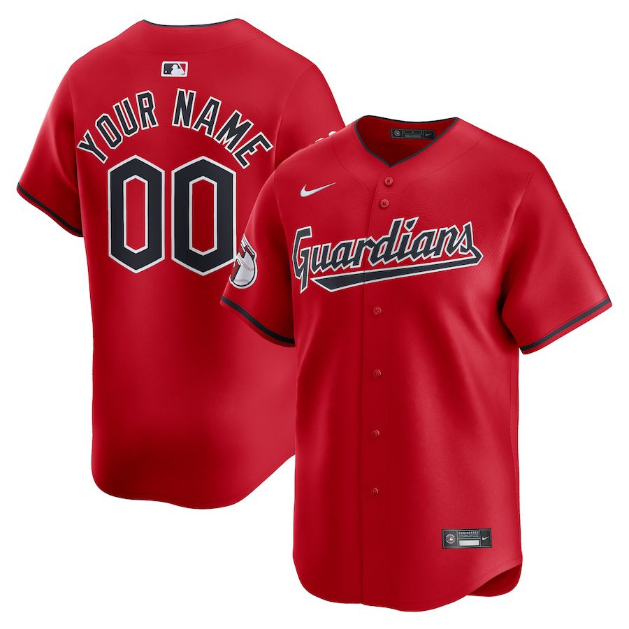Men Cleveland Guardians Nike Red Alternate Limited Custom MLB Jersey->->